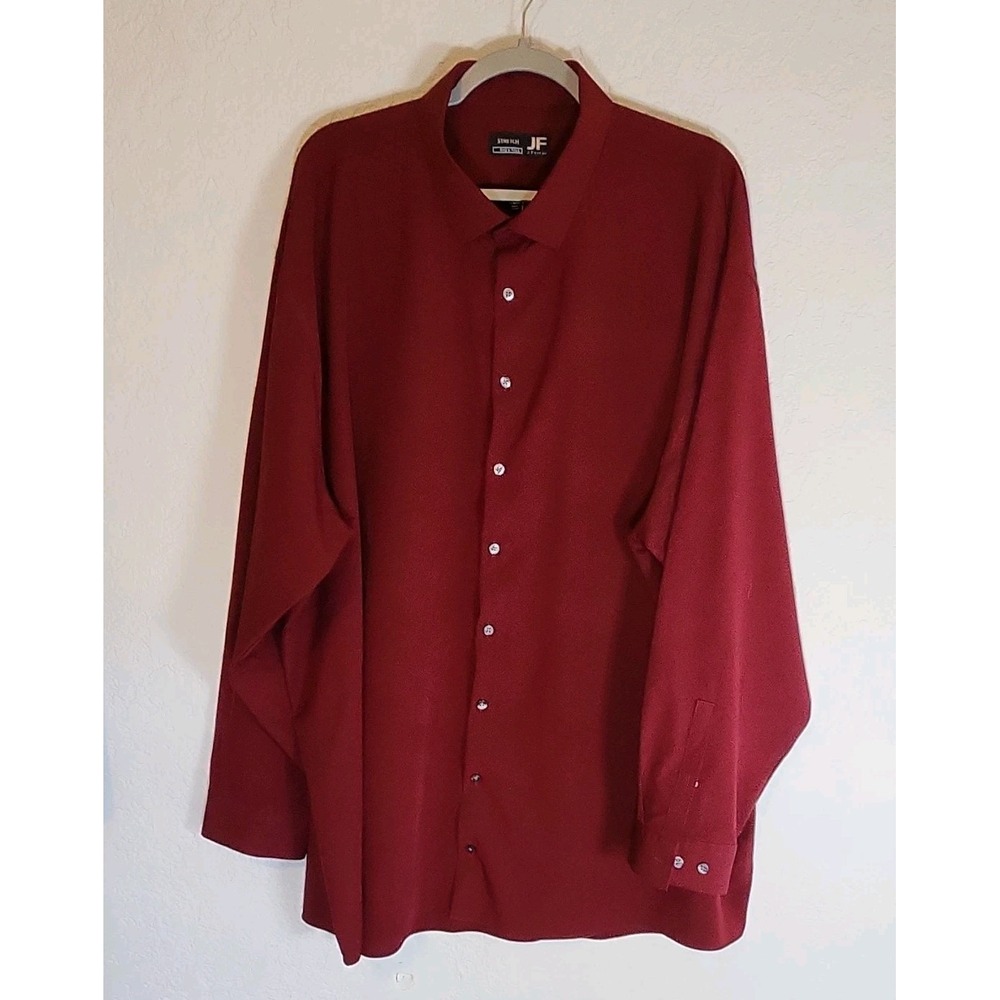 J. Ferrar Stretch Big & Tall Red Solid Dress Shirt 3XL 19-19.5 36/37